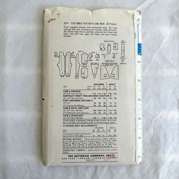 Vtg Halloween Butterick 3274 Costume Sewing Pattern Penguin Devil Alien 10-12 - Picture 8 of 8
